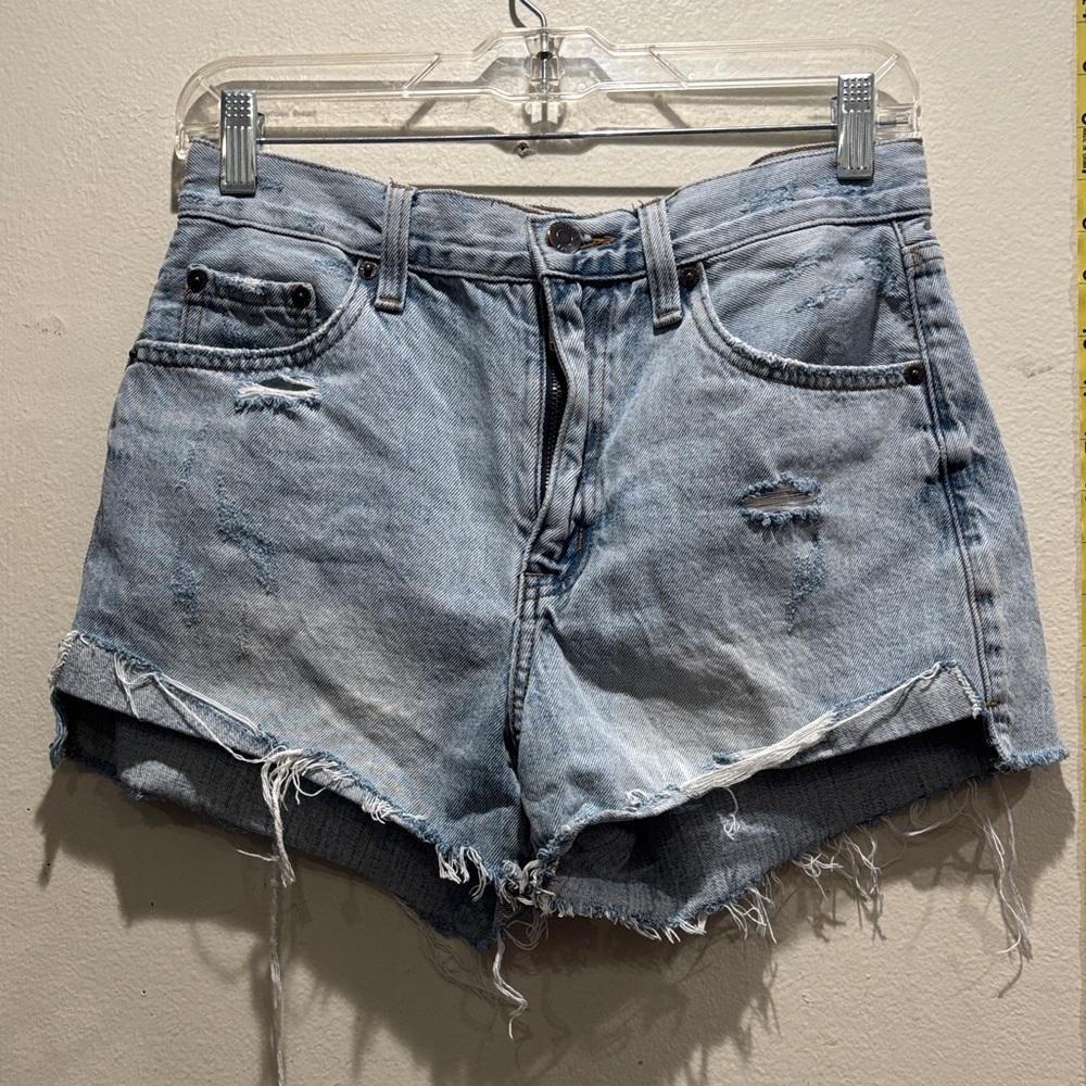 Pistola Light Blue Distressed Jean Shorts